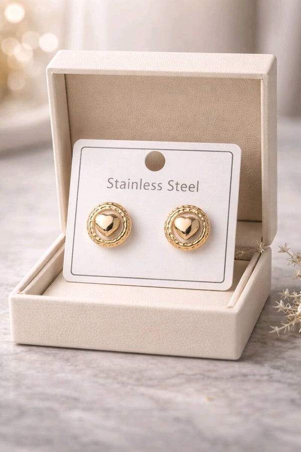 Pendientes corazón dorado