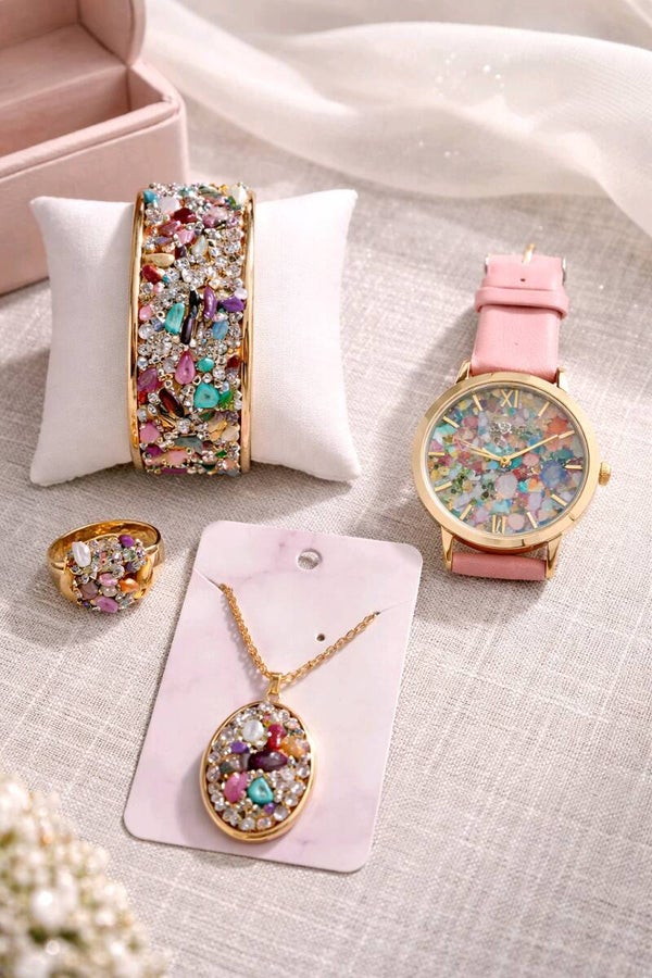 Reloj + anillo + brazalete + collar