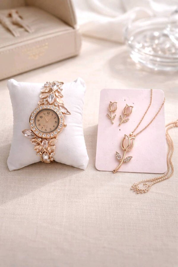 Reloj + pendientes + collar
