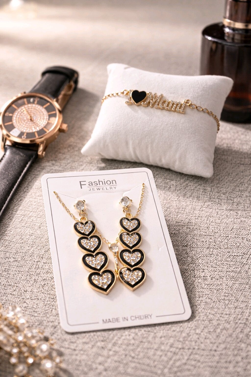 Reloj +pulsera+ collar+pendientes
