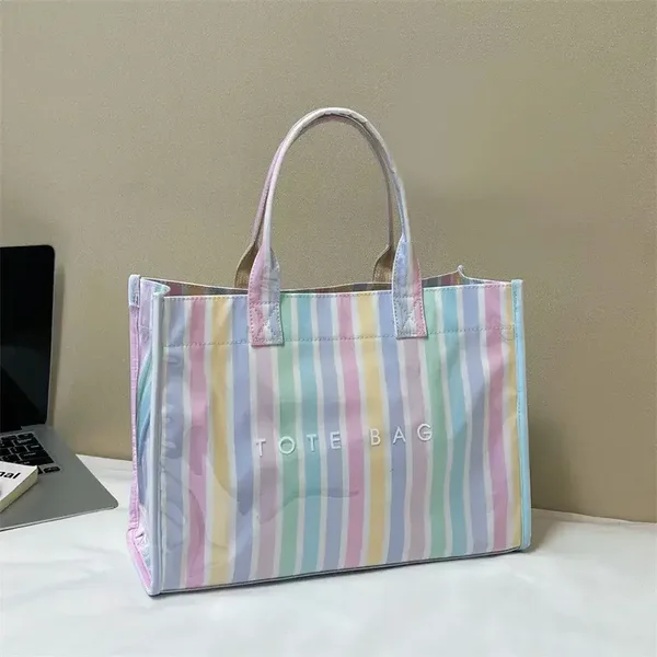 Bolso mano cuadrado rayas