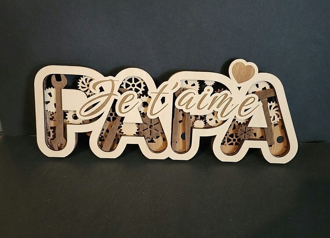 Panneau bois multicouche “Je t’aime PAPA”