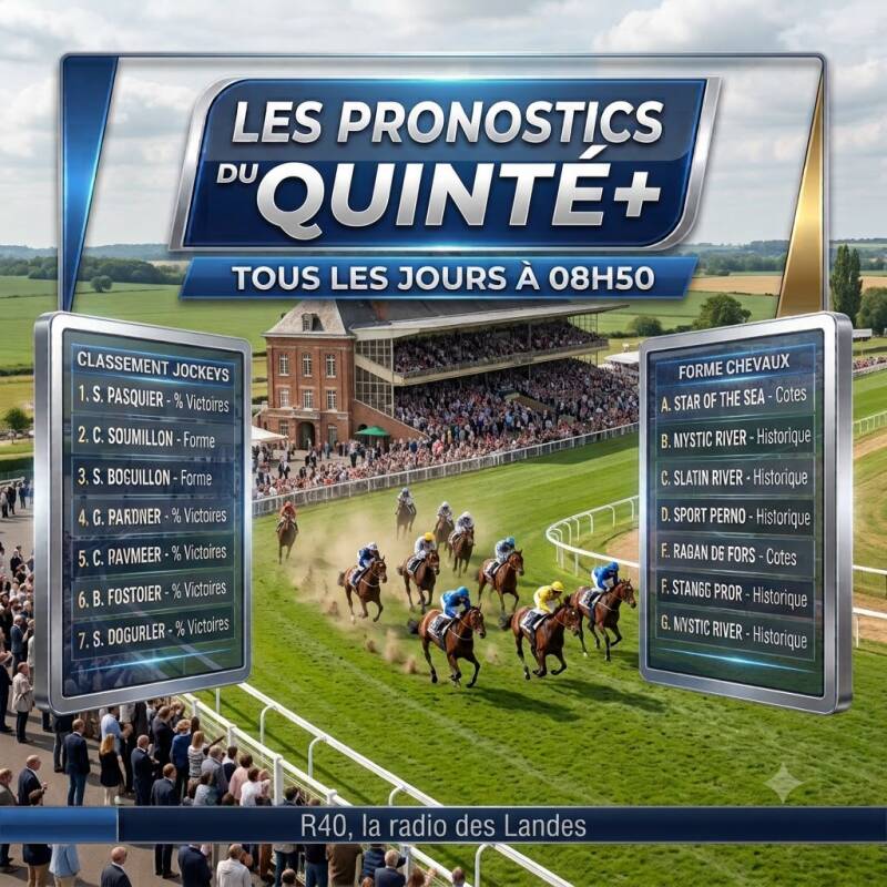 Les pronostics du quinté +, tous les matins à 8h50 sur R40