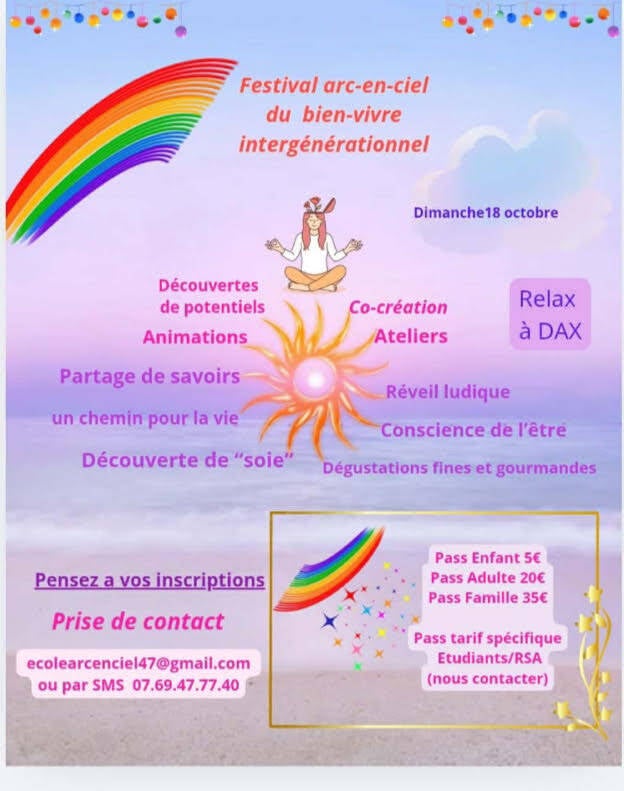 Festival Arc-en-ciel du bien-vivre intergénérationnel, le 18 octobre à Dax