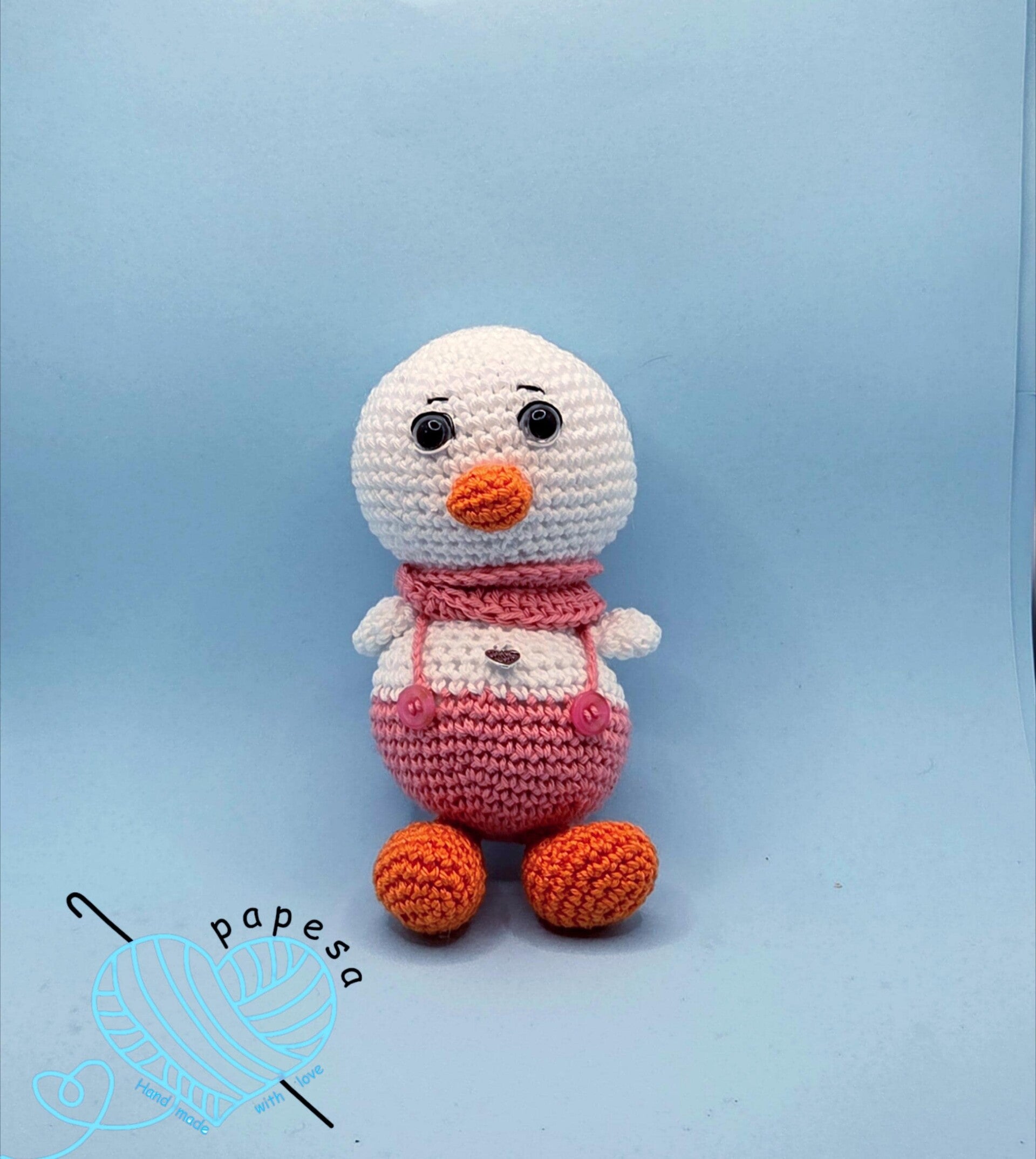Ebbo die Ente 18 cm – Amigurumi gehäkelt aus Baumwolle – Handgemachtes Kuscheltier – Deko & Geschenkidee