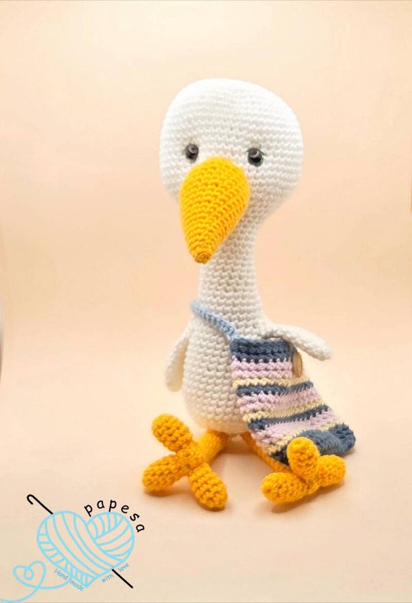 Amigurumi Möwe Magnus gehäkelt aus Baumwolle, handmade Geschenk und Dekoration, ca. 29 cm Kuscheltier
