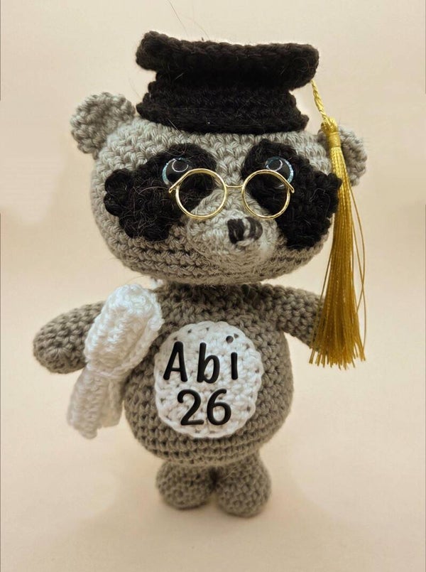 Amigurumi Waschbär Walt gehäkelt aus Baumwolle, handmade Geschenk und Dekoration, ca. 16 cm, Kuscheltier