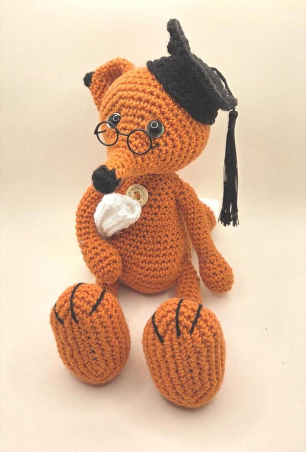 Amigurumi Fuchs Fabian gehäkelt aus Baumwolle, handmade Geschenk und Dekoration, ca. 23 cm Kuscheltier