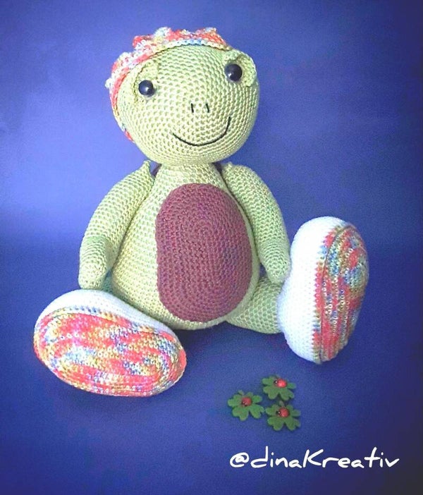 Amigurumi Schildkröte Salim gehäkelt aus Baumwolle, handmade Geschenk und Dekoration, ca. 40 cm Kuscheltier