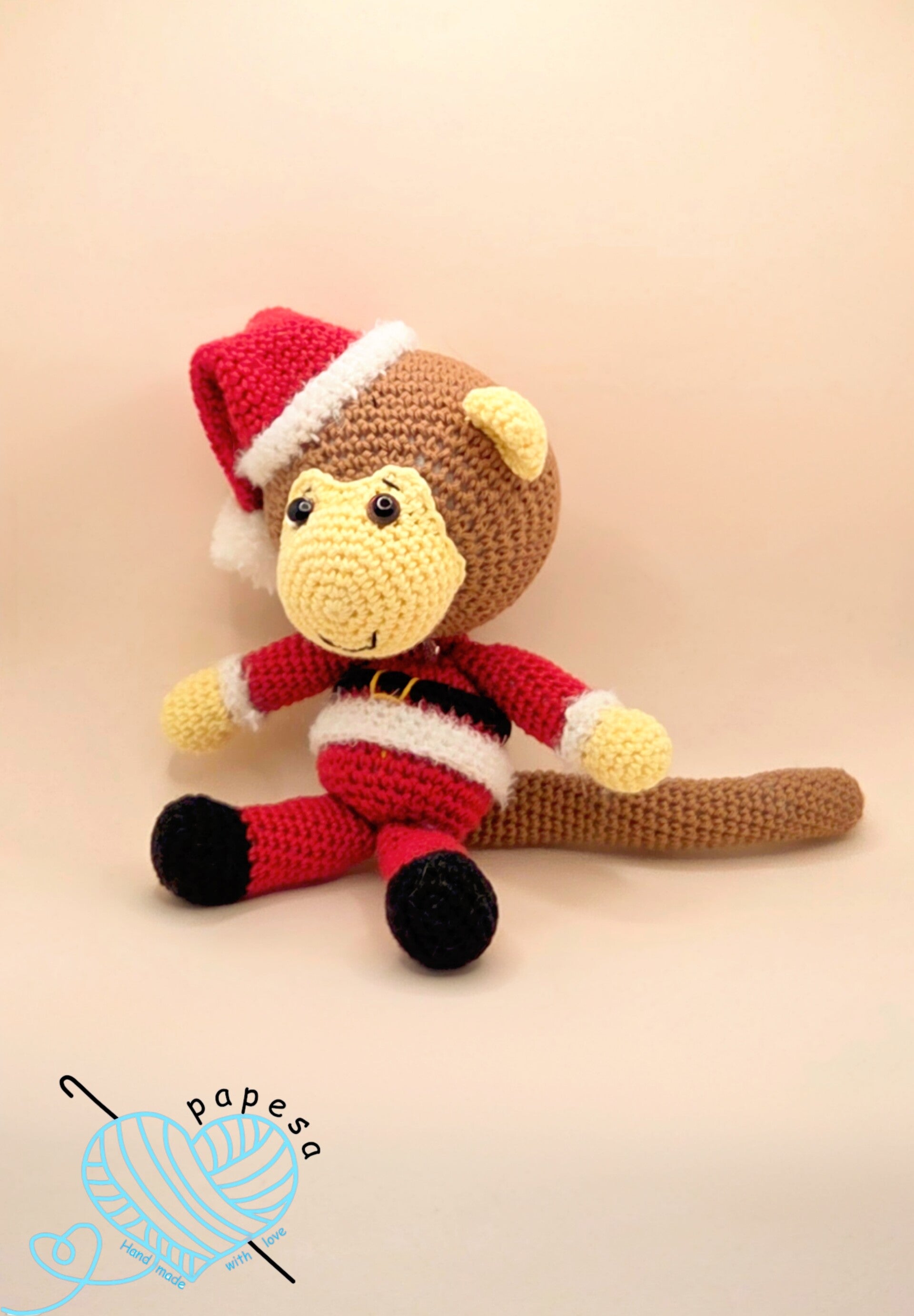 Aaron der Affe – Handgehäkelter 20 cm Affe • Abenteuerlustiges Amigurumi • Liebevolles Geschenk • niedlich, weich & liebevoll gemacht