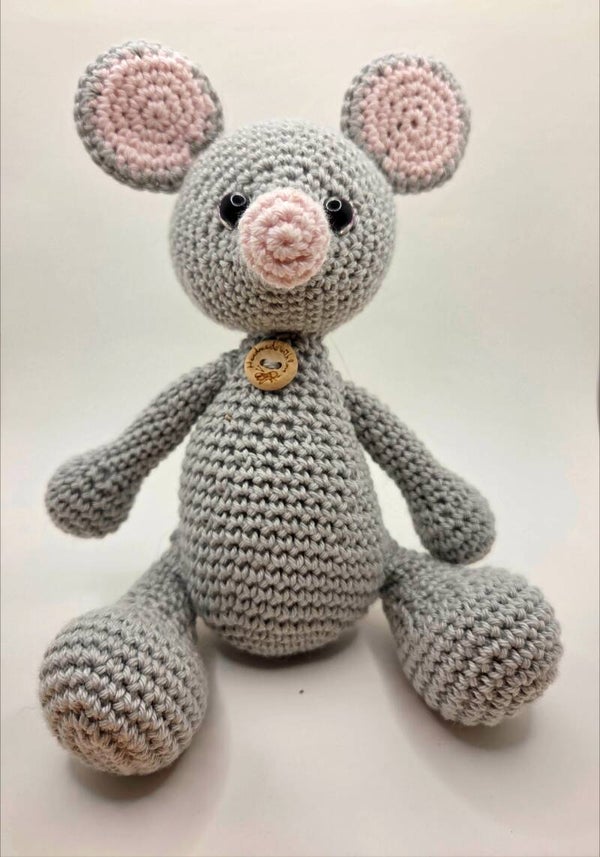 Amigurumi Maus Maarten gehäkelt aus Baumwolle, handmade Geschenk und Dekoration, ca. 20 cm Kuscheltier