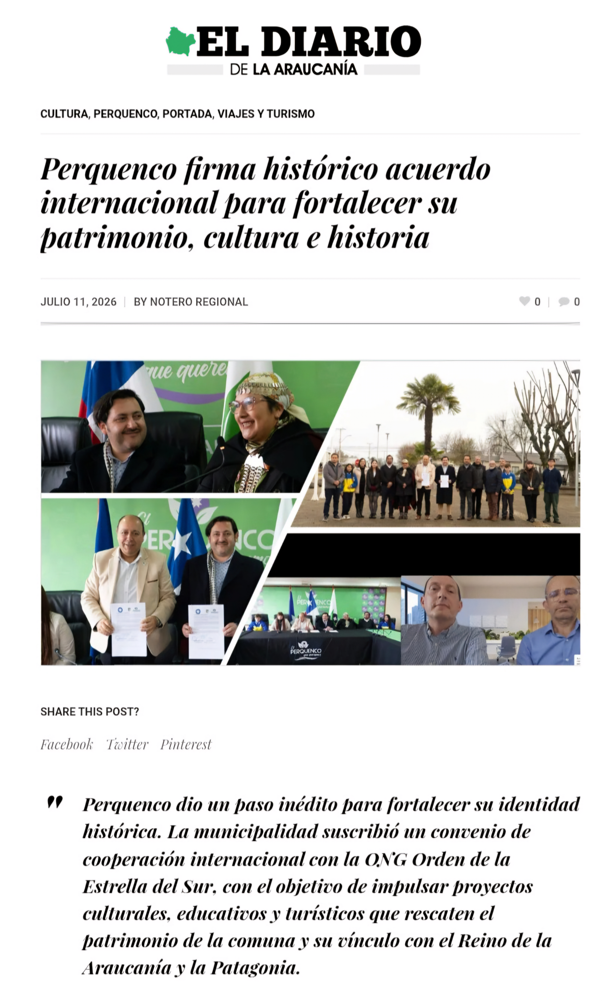 El Diario de Araucania 11 juillet 2026 Prince Antoine V