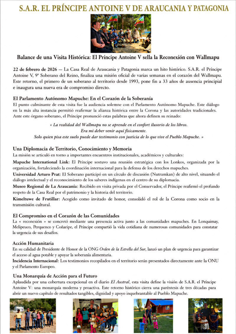 El Principe Antonio V in Araucania 2026