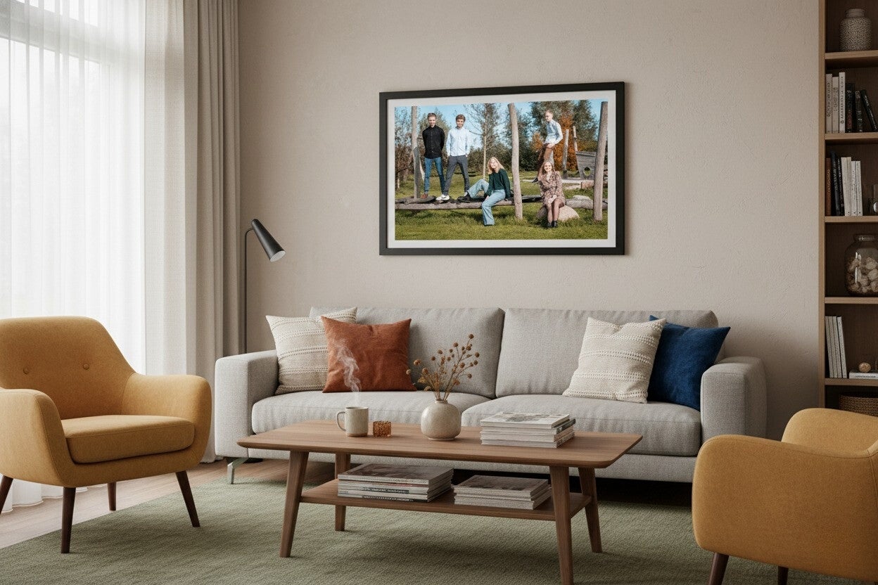 familiefoto aan de muur, beter dan ergens in je telefoon