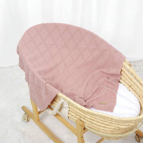 Copertina Neonato in Maglia Traforata – Rosa Antico