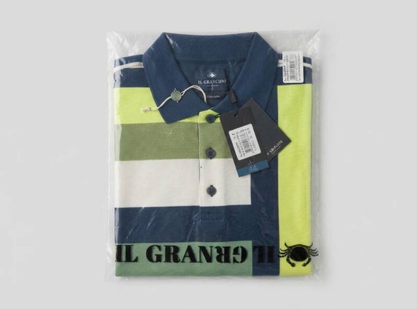 Polo righe piquet mezza manica Il Granchio
