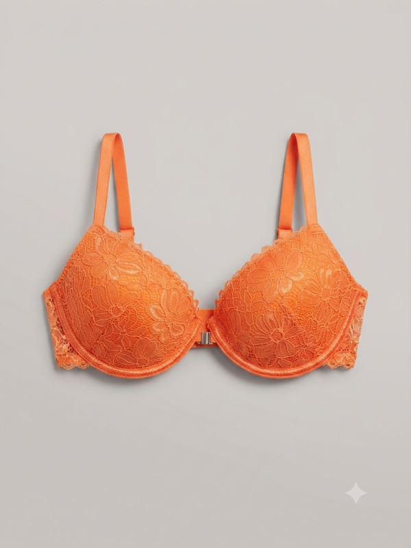 Reggiseno Push-Up in Pizzo Floreale – Arancione Vitaminico