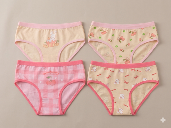Set 4 Slip Bambina "Sweet Bunny & Cherry"