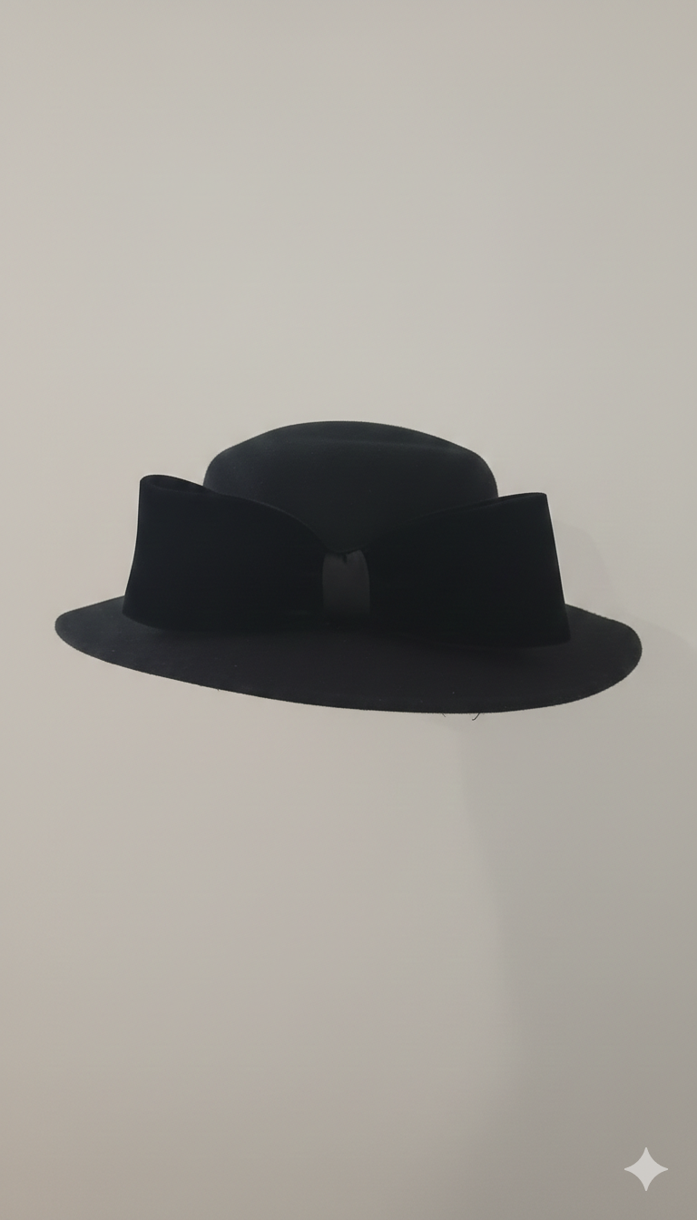 Cappello Nero con Fiocco