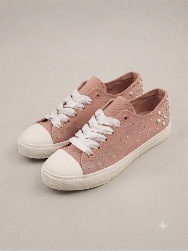 Sneaker Anna Field con Perle e Lacci in Raso