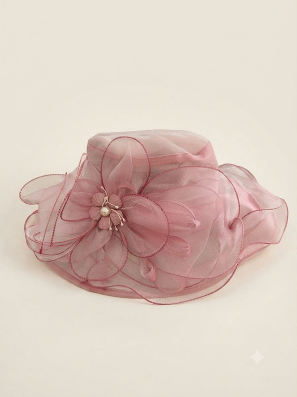 Elegante Cappello da Cerimonia Rosa Cipria