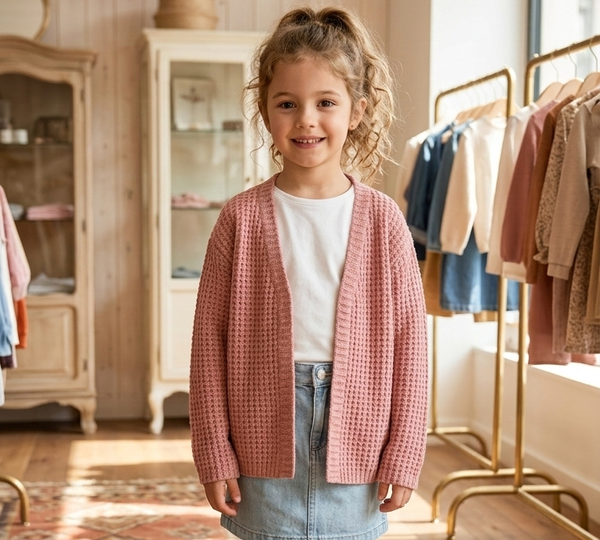 Cardigan Traforato Leggero Rosa Antico