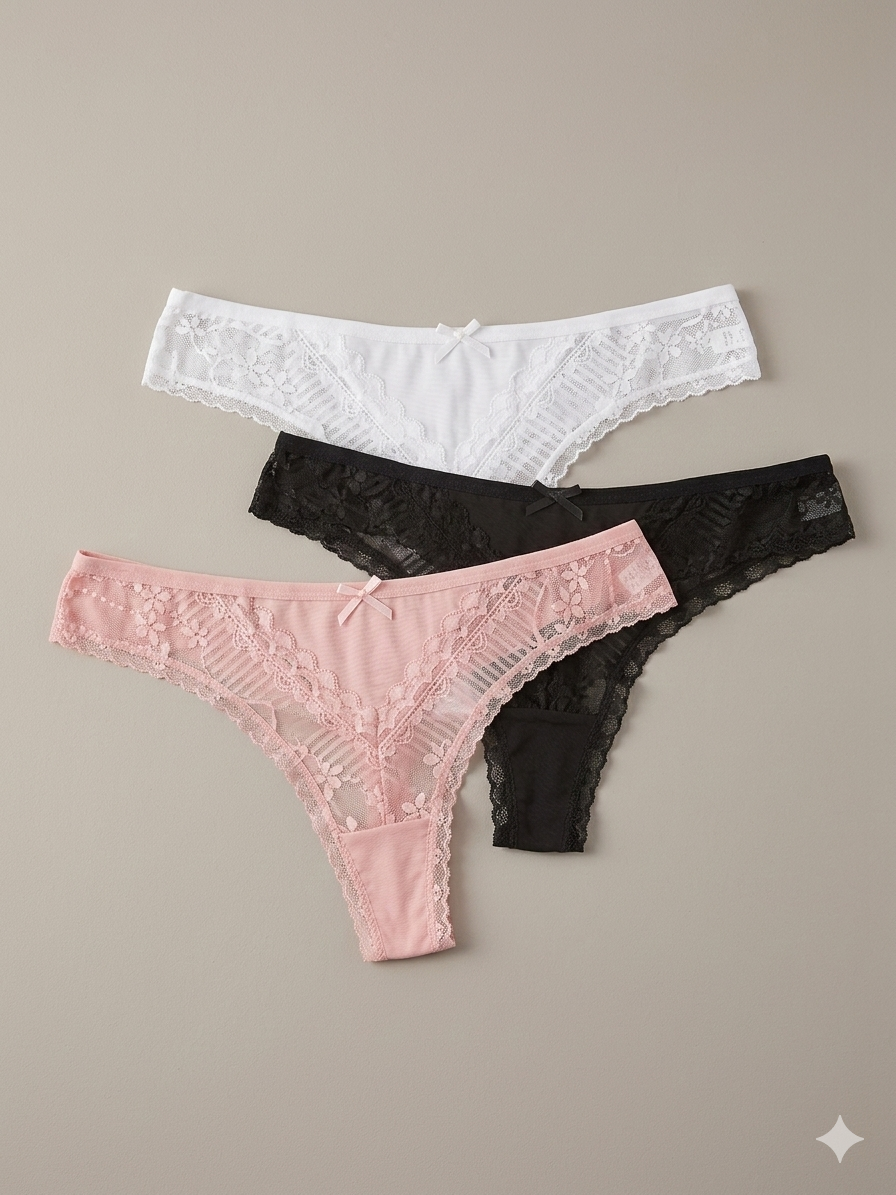 Multipack Perizomi "Soft Lace" – Set da 3 Pezzi