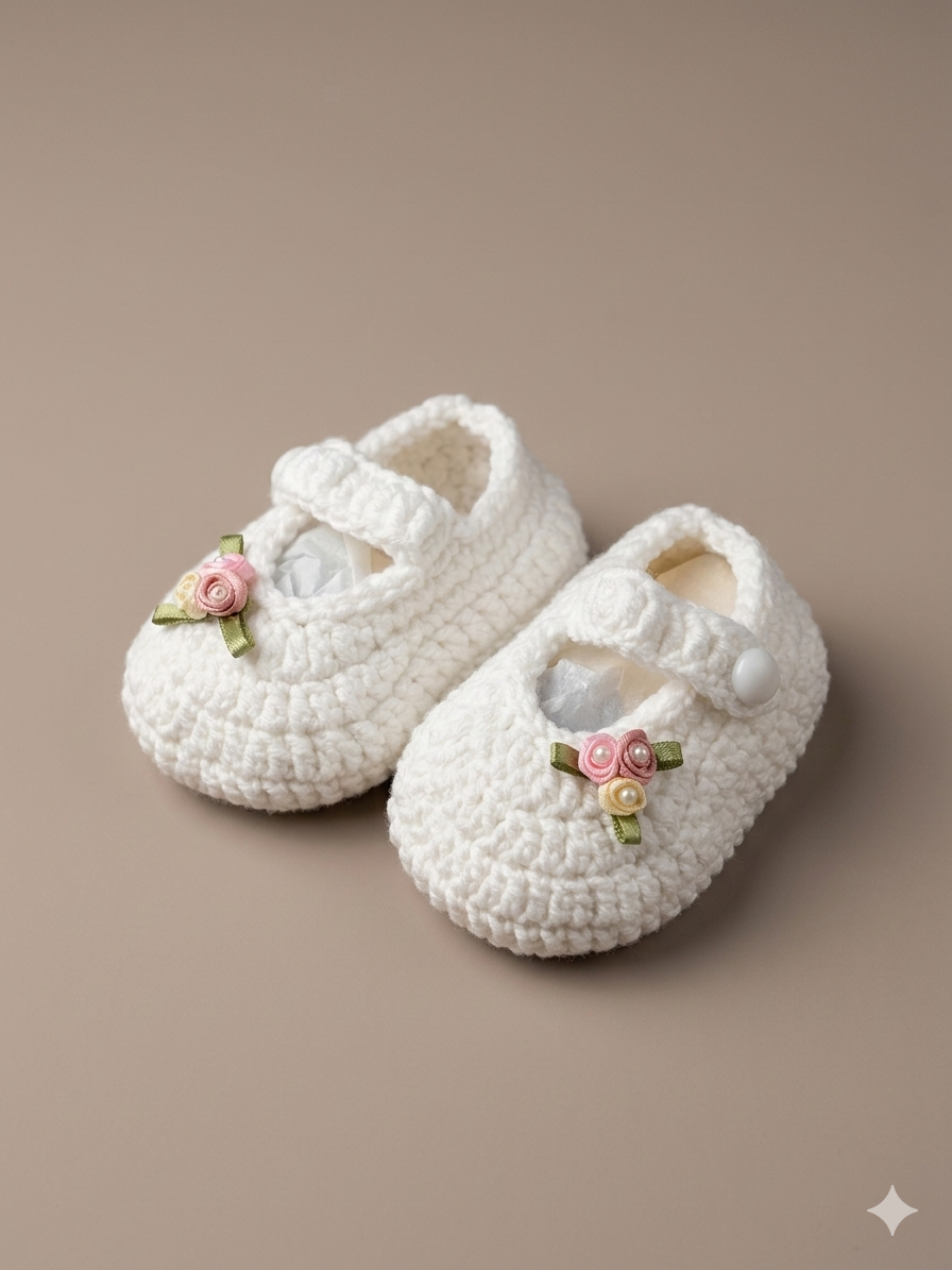 Scarpine neonata fatte a mano