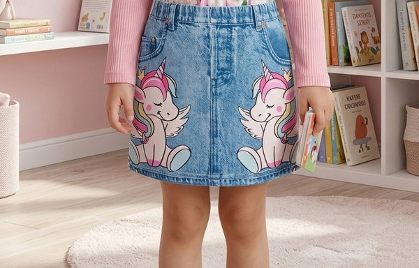 Gonna in Denim "Unicorno Magico"