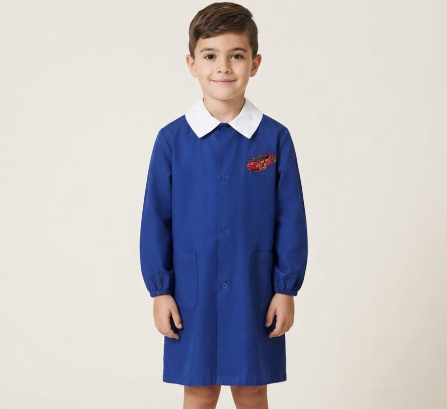 Grembiule per Asilo e Scuola Elementare - Modello Blu con Supercar