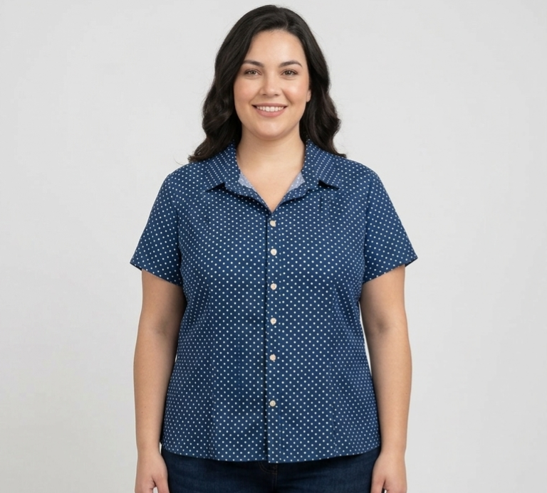 Camicia a Maniche Corte a pois