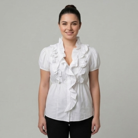 Blusa Romantica con Volant "White Dream"