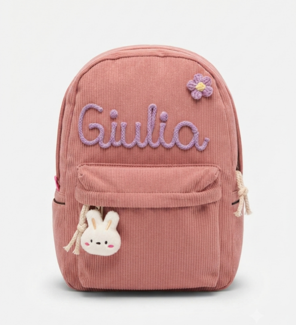 Zainetto in Velluto a Coste Personalizzato "Giulia"