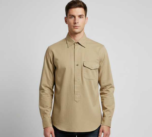 Camicia Modello "Sahariana" in Twill di Cotone