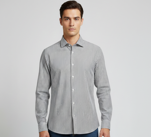 Camicia Slim Fit a Righe Bastoncino