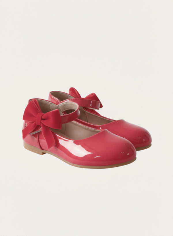 Ballerine "Red Velvet Bow" in Vernice
