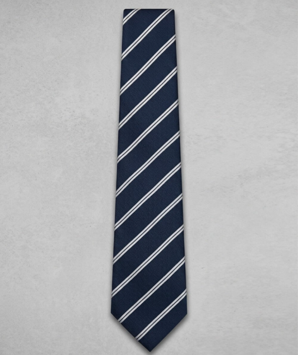 Cravatta Regimental Classica Micley  – Blu Notte e Righe Silver