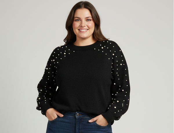 Maglione Nero Perline