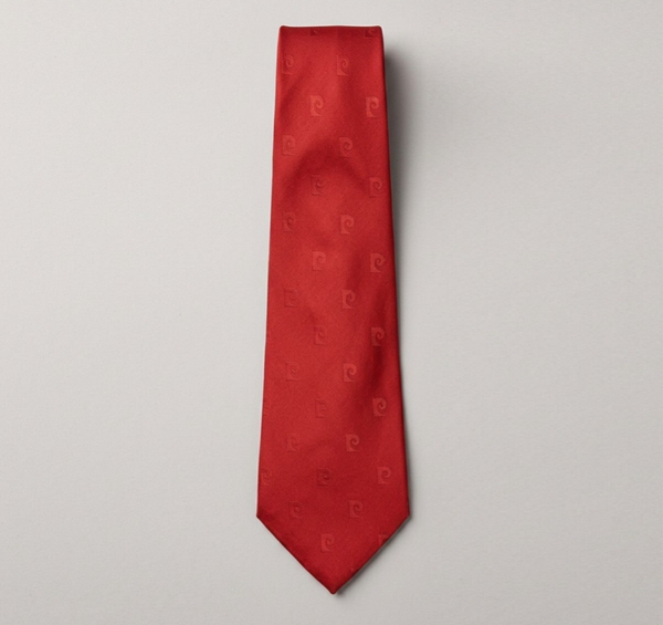 Cravatta Pierre Cardin – Rosso Cremisi Monogram in Pura Seta