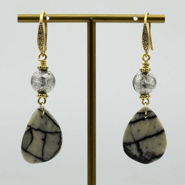 Black silk stone - Perle veneziane