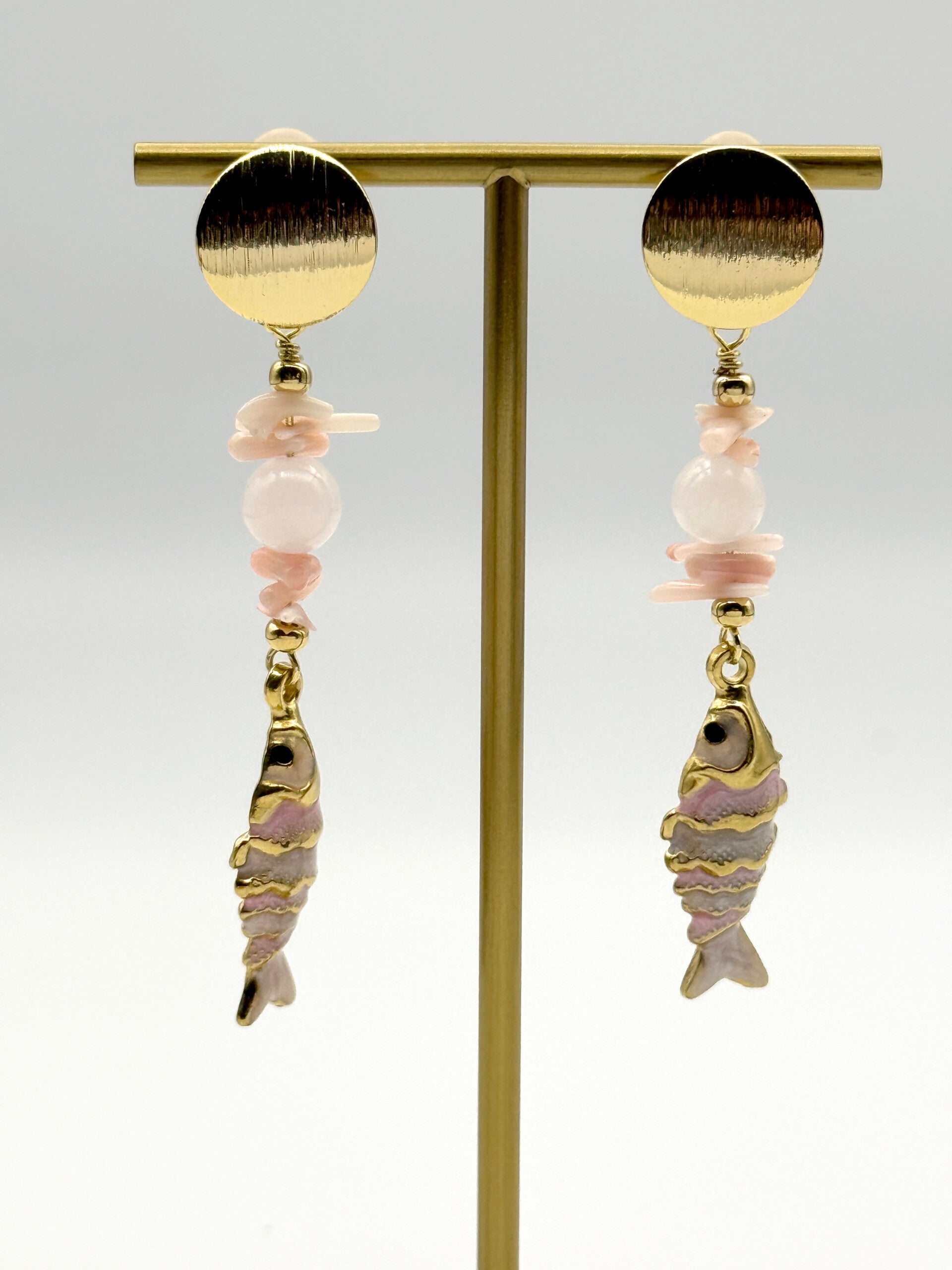 Pink/goldfilled fish - Rose quartz