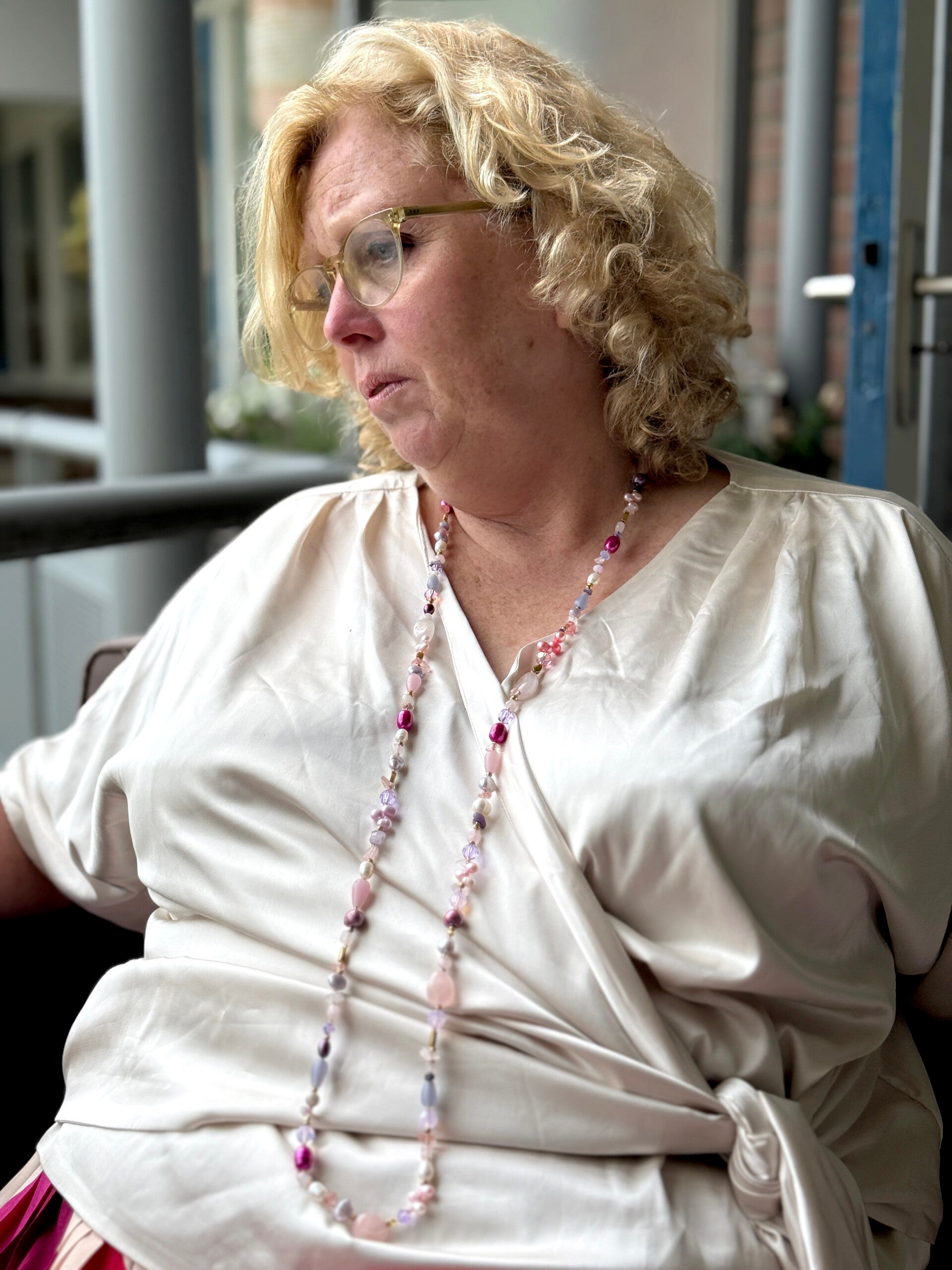 Lange ketting  Pink meets purple