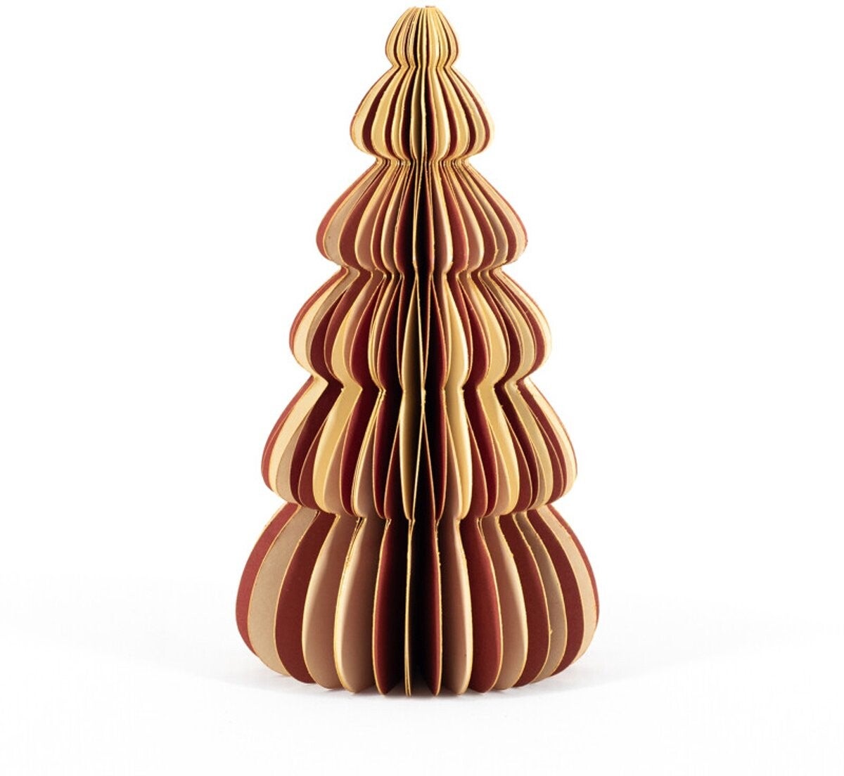 Papieren kerstboom wit met rood 16cm
