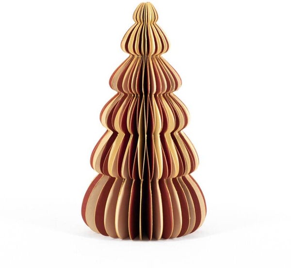 Papieren kerstboom wit met rood 16cm