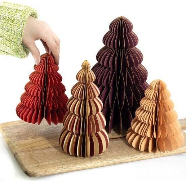 Papieren kerstboom oranje 17cm