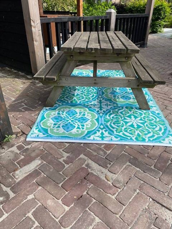 Buitenkleed, 120-180cm, blauw/wit