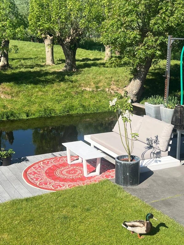 Buitenkleed dia 180cm, roze/goud, mandala