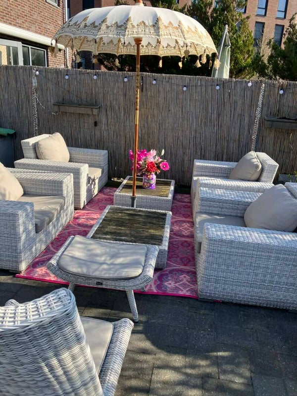 Buitenkleed 180-270cm, roze/lila/creme