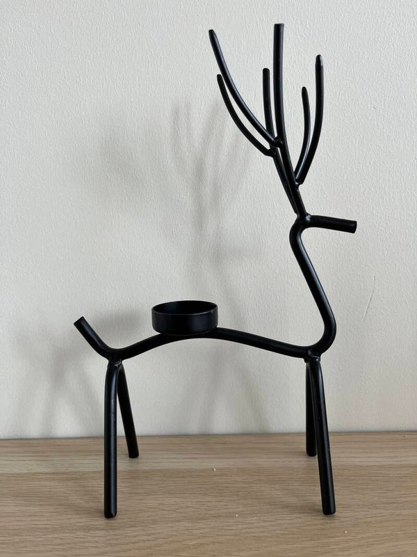 -50%, Kaarsenstandaard hert, zwart, m, waxine