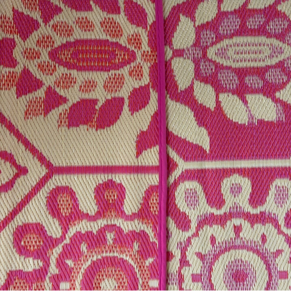 Buitenkleed 120-180cm, roze/creme/oranje